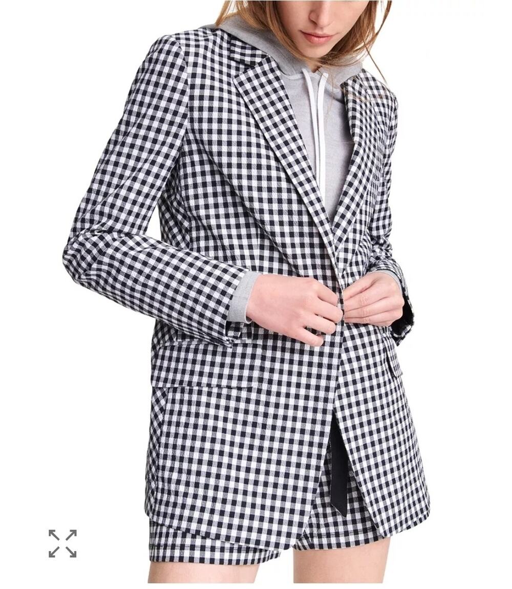 Rag & Bone Ames Gingham Relaxed Fit Blazer Cotton Blend Women's Size 00